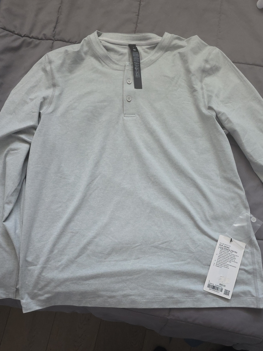 lululemon athletica Soft Jersey Light Gray Henley Long-Sleeve